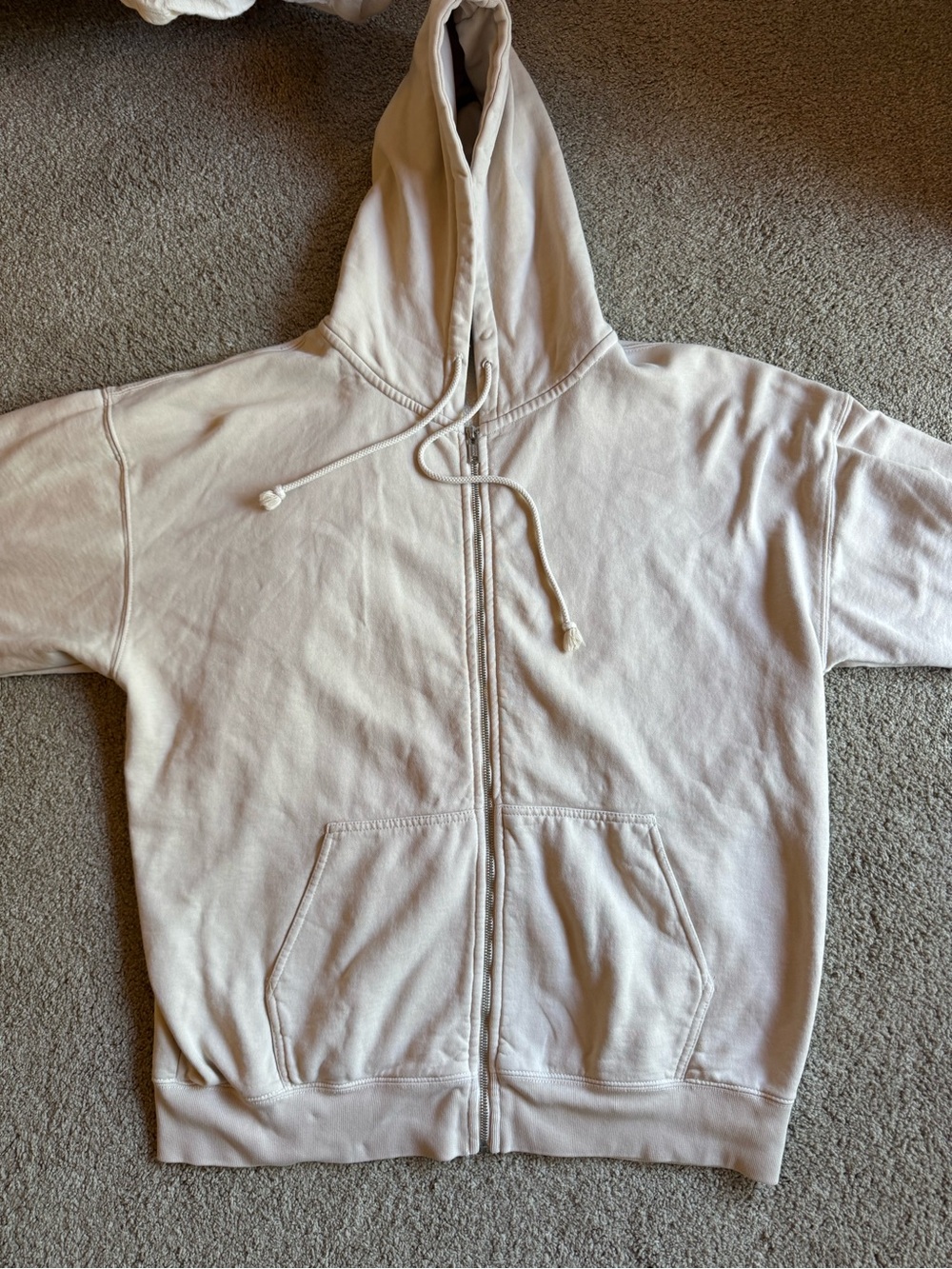 Brandy Melville Light Beige/Cream Zip-Up Hoodie